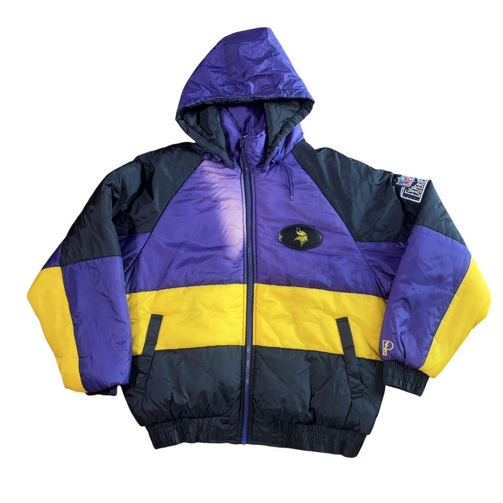 Vintage Minnesota Vikings Jacket Mens Large Purple NFL Football Pro Player 90s